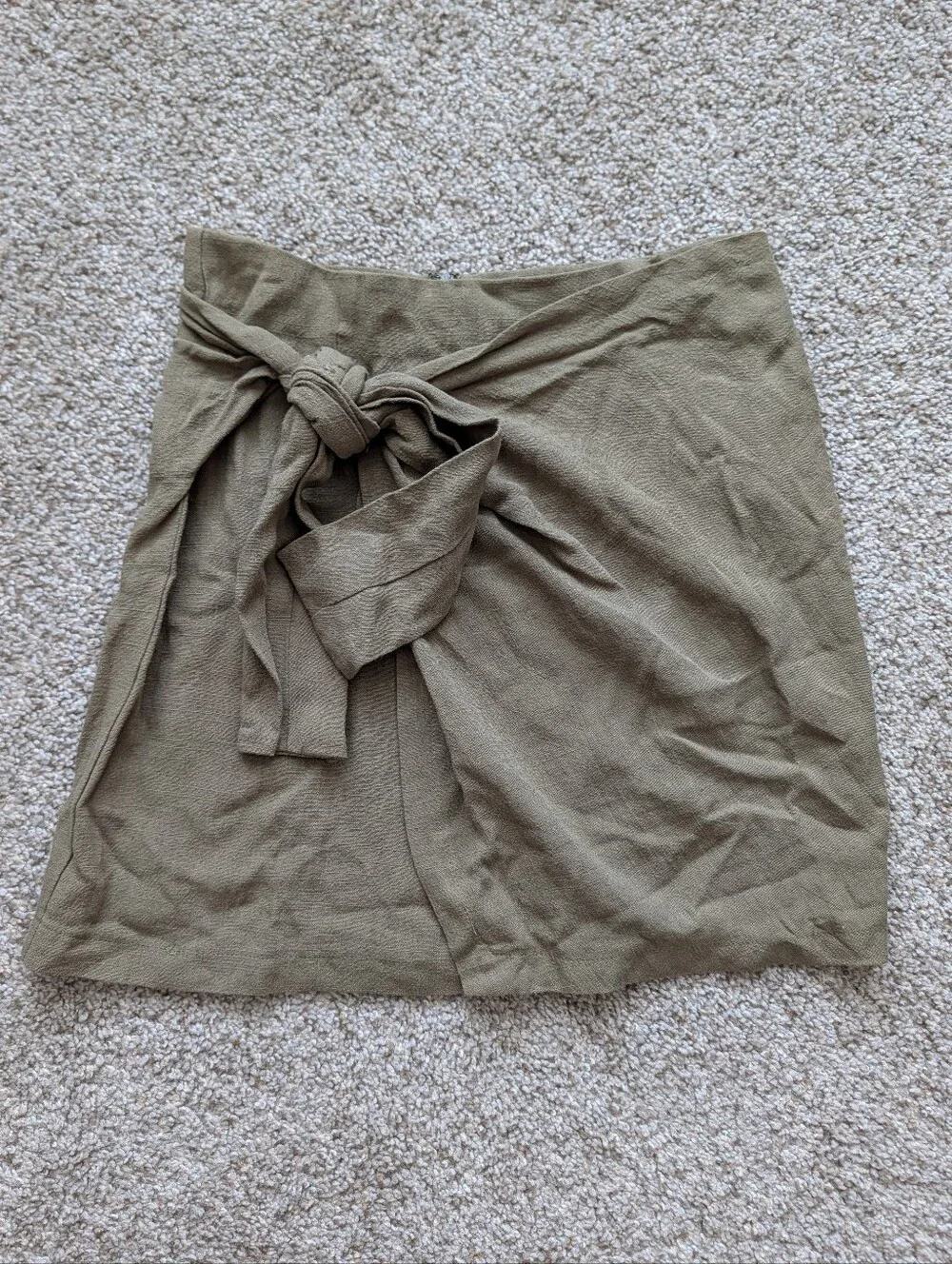 Grade & Gather Womens Olive Green Linen Tie Front Mini Skirt NWT Size Small